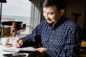 Dueño de negocio antes y después de recibir coaching empresarial, mostrando transformación en liderazgo, productividad y éxito.